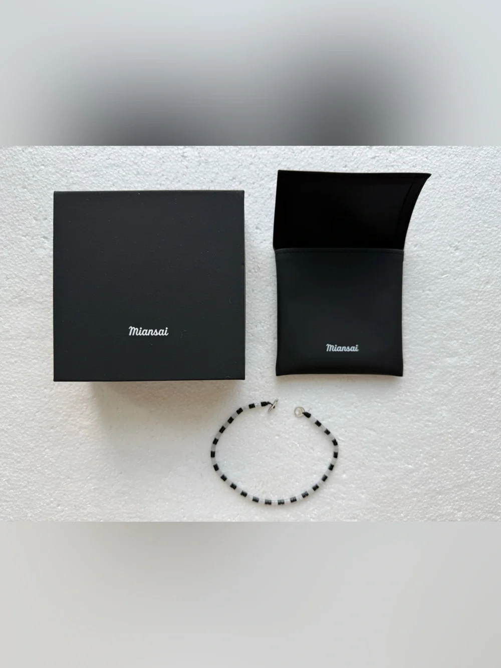 MIANSAI MENS KAI ONYX + MOONSTONE BRACELET LARGE BLACK WHITE SILVER